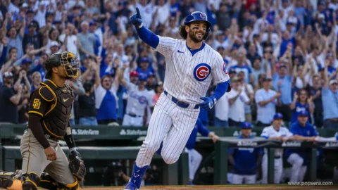 Dansby Swanson celebrates during the Chicago Cubs’ 23-3 win over the San Diego Padres at Wrigley Field.