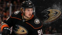 “Leo Carlsson of the Anaheim Ducks during NHL action before the Flyers offer sheet.”